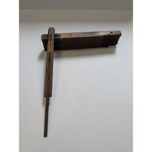 Vintage WOODEN FOLDING RULER 6 Ft 72" Brass Slide